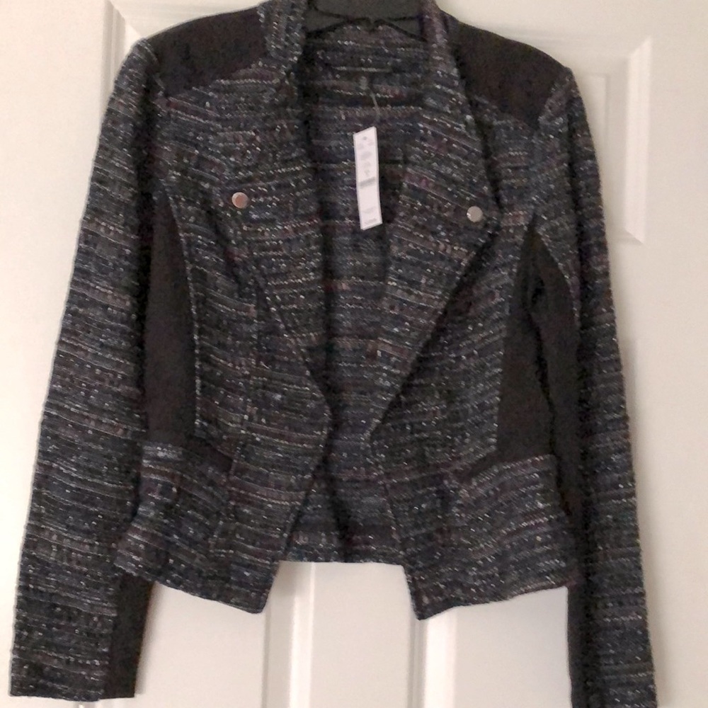 White House Black Market multi color blazer with tags. Size 8. Zippers sleeves